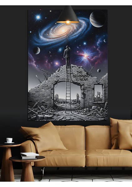 Samanyolu Galaksi Gece Manzarası Dekoratif Kanvas - Mdf Ahşap Tablo