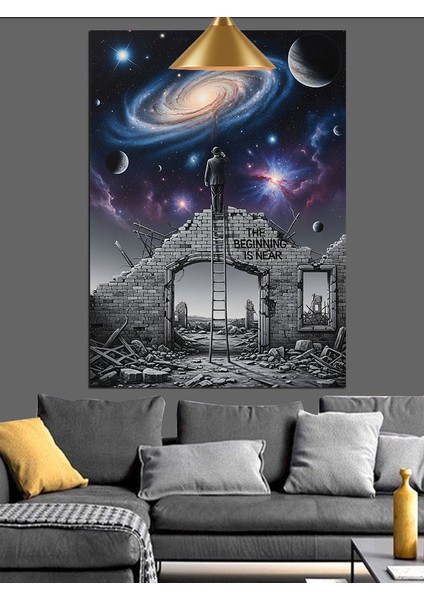 Samanyolu Galaksi Gece Manzarası Dekoratif Kanvas - Mdf Ahşap Tablo fiyatları