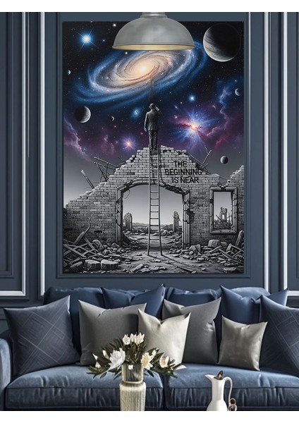 Samanyolu Galaksi Gece Manzarası Dekoratif Kanvas - Mdf Ahşap Tablo modelleri