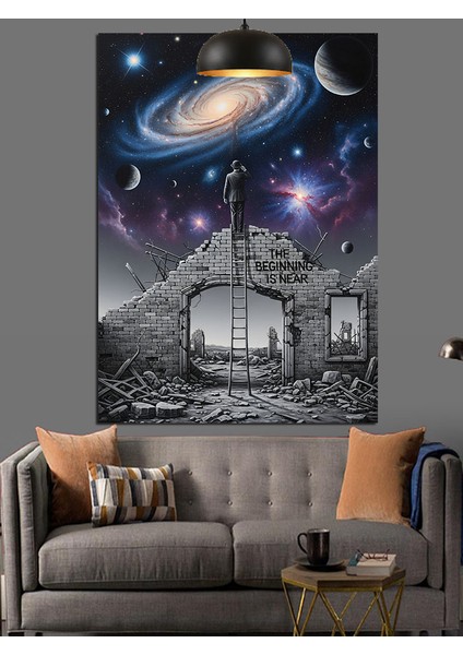 Samanyolu Galaksi Gece Manzarası Dekoratif Kanvas - Mdf Ahşap Tablo fırsatları
