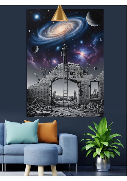 Samanyolu Galaksi Gece Manzarası Dekoratif Kanvas - Mdf Ahşap Tablo indirimleri