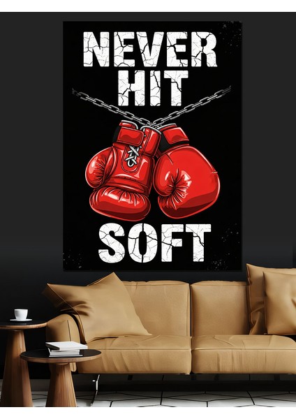 Asla Pes Etme Boks Eldivenleri Dekoratif Kanvas - Mdf Ahşap Tablo
