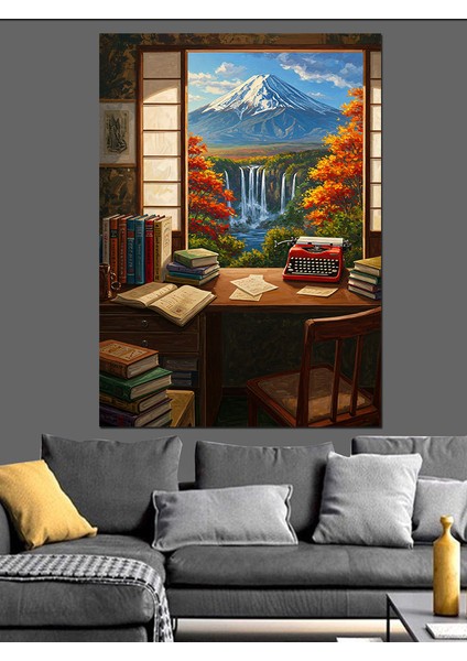 Sonbahar Pencere Manzarası Sanat Dekoratif Kanvas - Mdf Ahşap Tablo modelleri