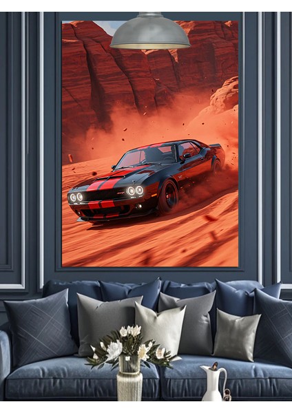 Kırmızı Siyah Spor Araba Yarış Kanyon Dekoratif Kanvas - Mdf Ahşap Tablo fiyatları