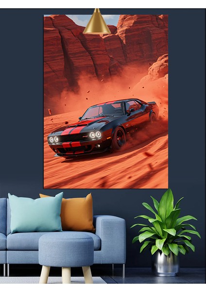 Kırmızı Siyah Spor Araba Yarış Kanyon Dekoratif Kanvas - Mdf Ahşap Tablo fırsatları