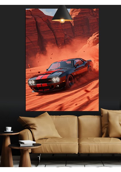 Kırmızı Siyah Spor Araba Yarış Kanyon Dekoratif Kanvas - Mdf Ahşap Tablo indirimleri