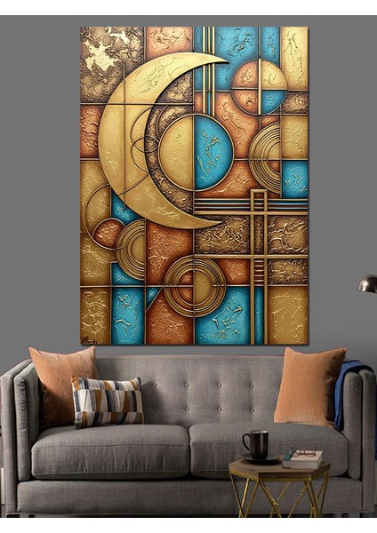 Soyut Geometrik Yapı Çizimi Dekoratif Kanvas - Mdf Ahşap Tablo