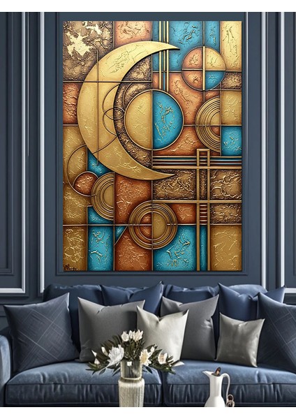 Soyut Geometrik Yapı Çizimi Dekoratif Kanvas - Mdf Ahşap Tablo modelleri