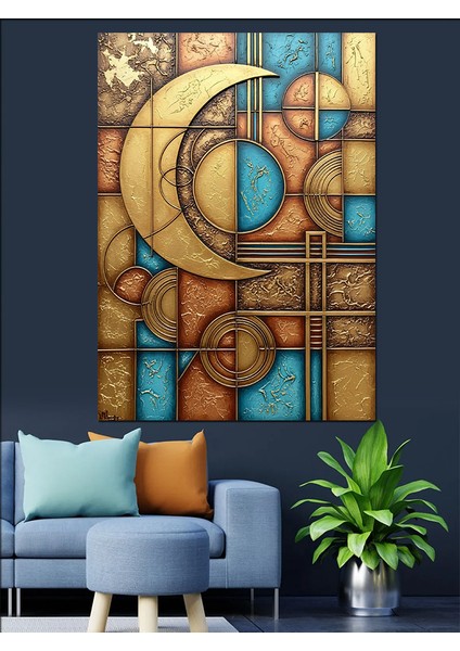 Soyut Geometrik Yapı Çizimi Dekoratif Kanvas - Mdf Ahşap Tablo fırsatları