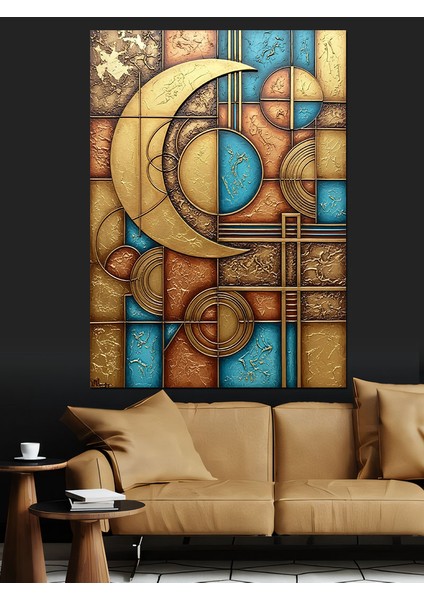 Soyut Geometrik Yapı Çizimi Dekoratif Kanvas - Mdf Ahşap Tablo indirimleri