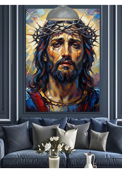 Isa Mesih Kutsal Figür Dekoratif Kanvas - Mdf Ahşap Tablo