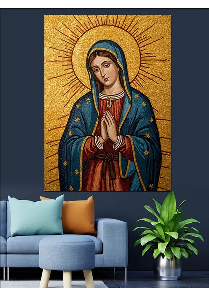 Meryem Ana Islami Figür Dekoratif Kanvas - Mdf Ahşap Tablo