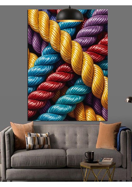 Renkli Ip Halat Düğümleri Dekoratif Kanvas - Mdf Ahşap Tablo modelleri