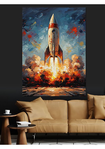 Roket Uzaya Fırlatma Anı Dekoratif Kanvas - Mdf Ahşap Tablo fiyatları