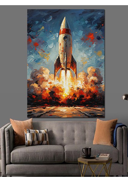 Roket Uzaya Fırlatma Anı Dekoratif Kanvas - Mdf Ahşap Tablo modelleri