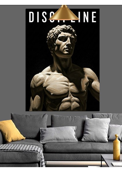 Güçlü Heykel Figür Disiplin Dekoratif Kanvas - Mdf Ahşap Tablo
