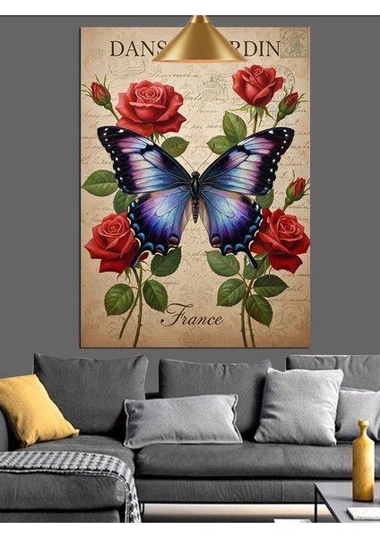 Kelebekler Çiçekler Sanatsal Düzenleme Dekoratif Kanvas - Mdf Ahşap Tablo modelleri