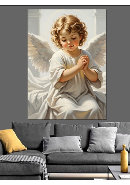 Kanatlı Bebek Melek Figürü Dekoratif Kanvas - Mdf Ahşap Tablo fiyatları