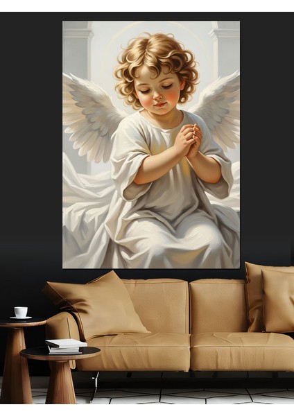 Kanatlı Bebek Melek Figürü Dekoratif Kanvas - Mdf Ahşap Tablo indirimleri