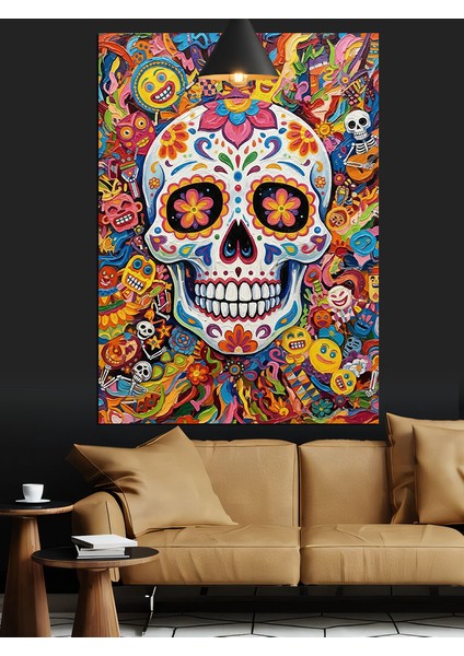 Şeker Kafatası Süslü Figür Dekoratif Kanvas - Mdf Ahşap Tablo fiyatları