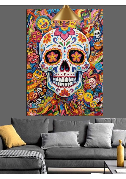 Şeker Kafatası Süslü Figür Dekoratif Kanvas - Mdf Ahşap Tablo modelleri