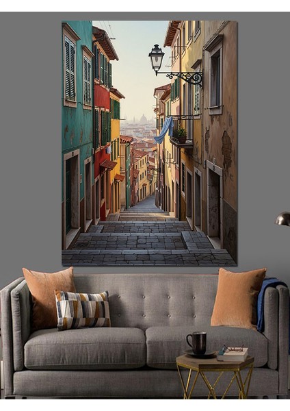 Italyan Sokak Manzarası Dekoratif Kanvas - Mdf Ahşap Tablo fiyatları