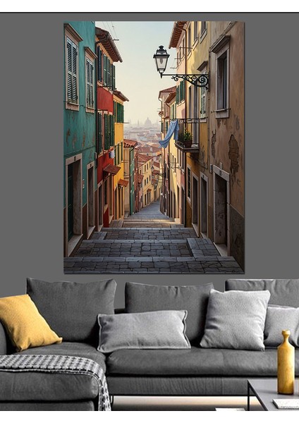 Italyan Sokak Manzarası Dekoratif Kanvas - Mdf Ahşap Tablo modelleri