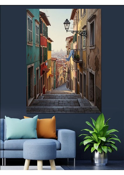 Italyan Sokak Manzarası Dekoratif Kanvas - Mdf Ahşap Tablo indirimleri