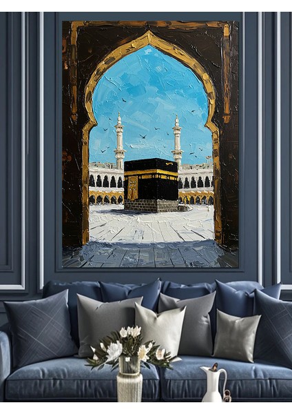 Mekke Kabe Islami Mimari Dekoratif Kanvas - Mdf Ahşap Tablo