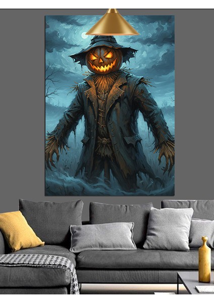 Korkunç Yüzlü Korkuluk Figürü Dekoratif Kanvas - Mdf Ahşap Tablo fiyatları