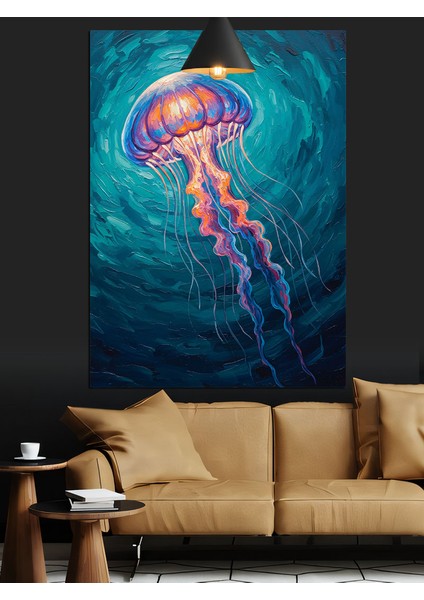 Işıltılı Denizanası Su Altı Yaşam Dekoratif Kanvas - Mdf Ahşap Tablo modelleri