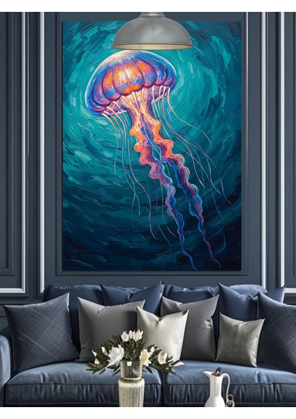 Işıltılı Denizanası Su Altı Yaşam Dekoratif Kanvas - Mdf Ahşap Tablo indirimleri