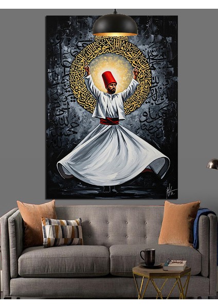 Dönen Derviş Mistik Figür Dekoratif Kanvas - Mdf Ahşap Tablo
