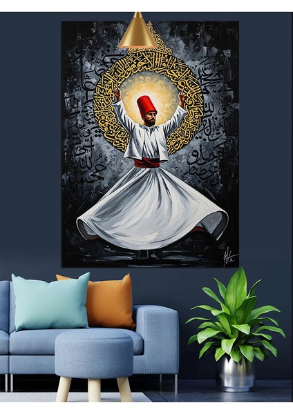 Dönen Derviş Mistik Figür Dekoratif Kanvas - Mdf Ahşap Tablo fiyatları
