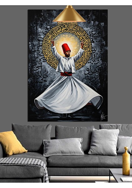 Dönen Derviş Mistik Figür Dekoratif Kanvas - Mdf Ahşap Tablo fırsatları