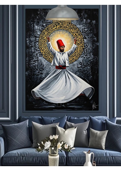 Dönen Derviş Mistik Figür Dekoratif Kanvas - Mdf Ahşap Tablo indirimleri