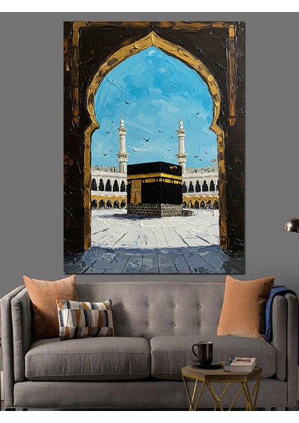Mekke Kabe Islami Mimari Dekoratif Kanvas - Mdf Ahşap Tablo fırsatları