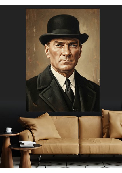 Şapkalı Mustafa Kemal Atatürk Portresi Dekoratif Kanvas - Mdf Ahşap Tablo indirimleri