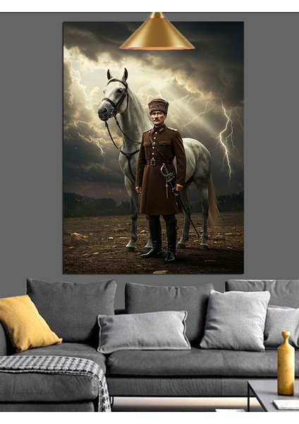 Beyaz Atı ve Asker Dekoratif Kanvas - Mdf Ahşap Tablo