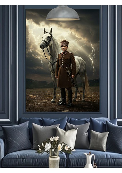 Beyaz Atı ve Asker Dekoratif Kanvas - Mdf Ahşap Tablo fiyatları