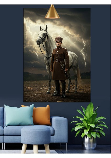 Beyaz Atı ve Asker Dekoratif Kanvas - Mdf Ahşap Tablo fırsatları