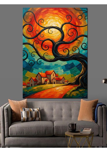Kıvrımlı Ağaç Sanat Illüstrasyonu Dekoratif Kanvas - Mdf Ahşap Tablo modelleri