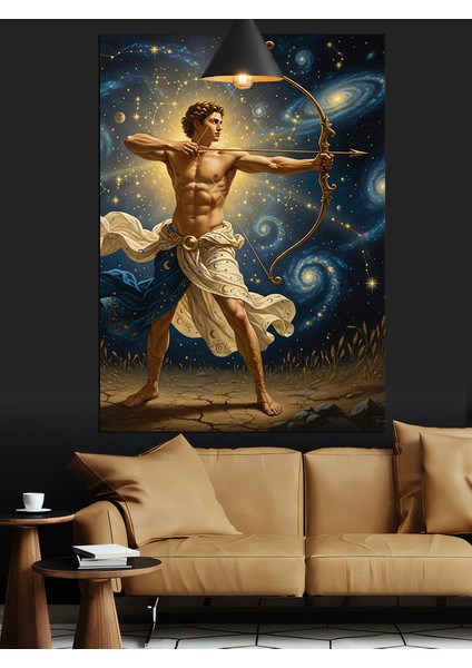 Erkek Yay Burcu Sembolü Dekoratif Kanvas - Mdf Ahşap Tablo fiyatları