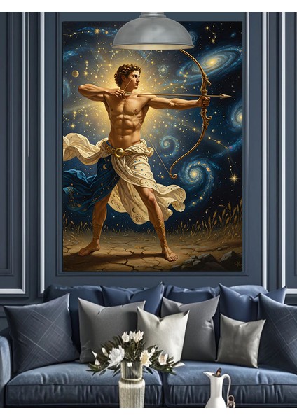 Erkek Yay Burcu Sembolü Dekoratif Kanvas - Mdf Ahşap Tablo fırsatları