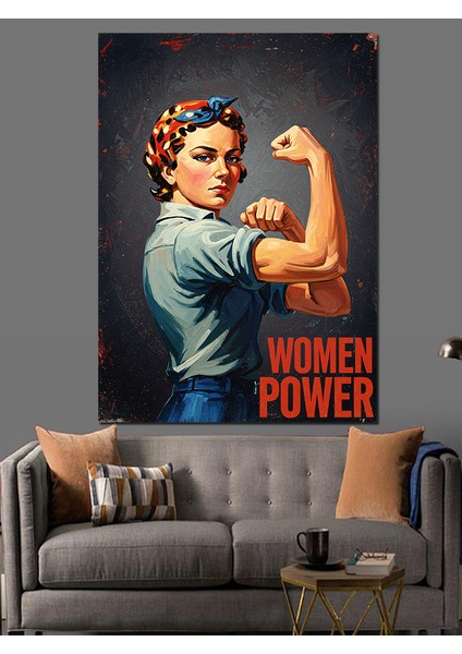 Güçlü Kadın Emekçi Afişi Dekoratif Kanvas - Mdf Ahşap Tablo