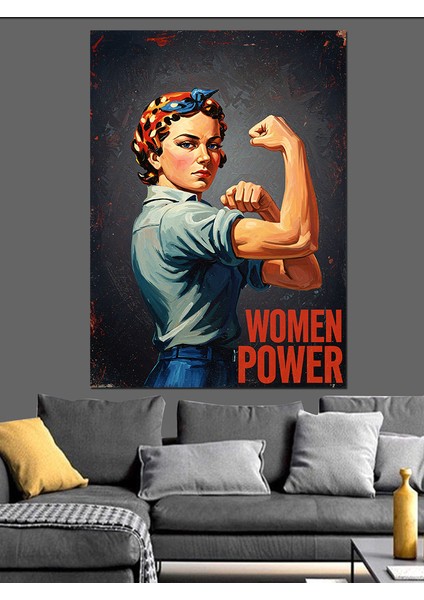 Güçlü Kadın Emekçi Afişi Dekoratif Kanvas - Mdf Ahşap Tablo fiyatları