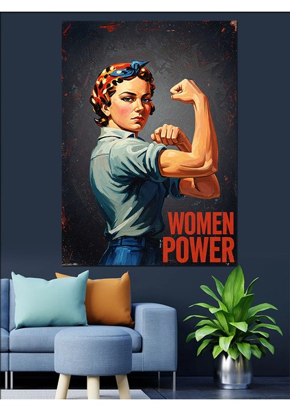 Güçlü Kadın Emekçi Afişi Dekoratif Kanvas - Mdf Ahşap Tablo fırsatları