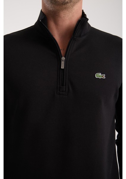 Yarım Fermuar Siyah Regular Fit Uzun Kol indirimleri