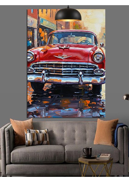 Klasik Kırmızı Araba Dekoratif Kanvas - Mdf Ahşap Tablo fiyatları
