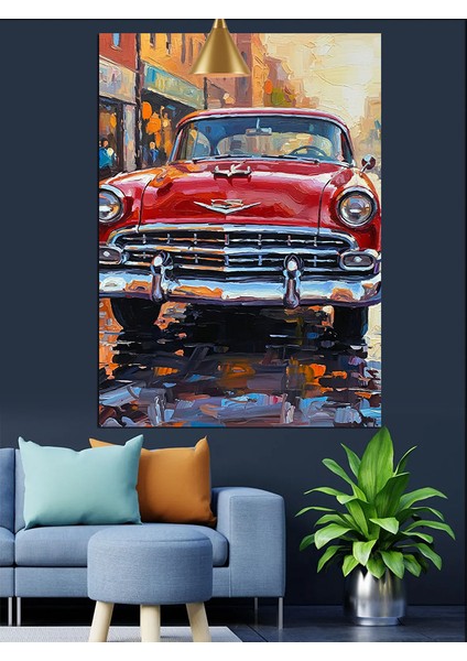 Klasik Kırmızı Araba Dekoratif Kanvas - Mdf Ahşap Tablo modelleri